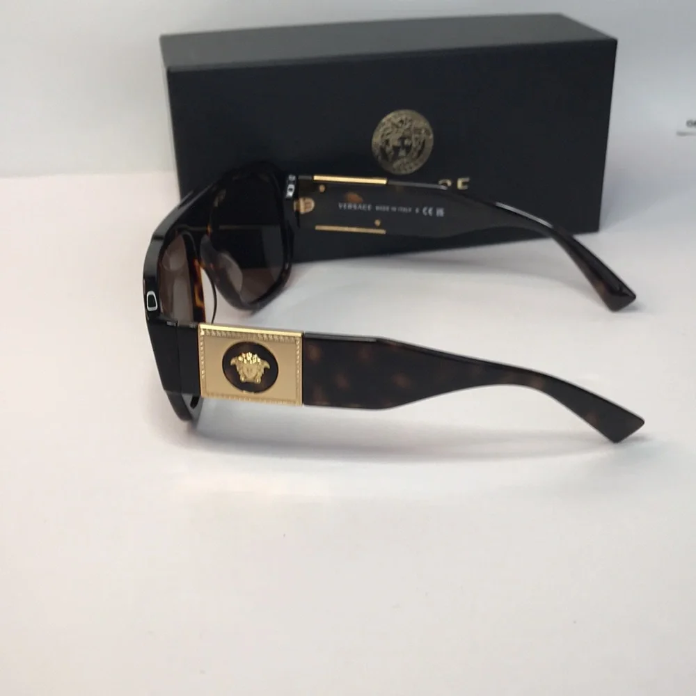 New Authentic- VERSACE Dark Brown Pilot Men's Sunglasses